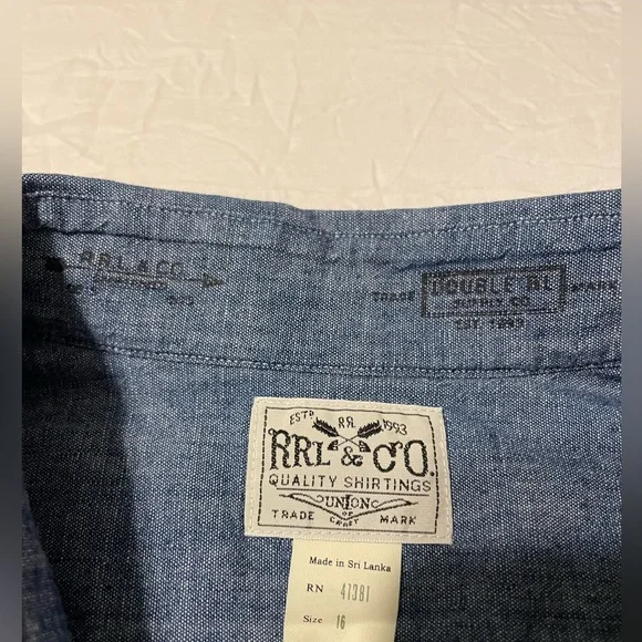 Ralph Lauren Double RL Blue Casual Button Down Shirt - Picture 2 of 6